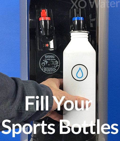 Filling Sports Bottle from XO Water BottleLess cooler